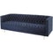 Libra Arya Blue Velvet Button Detail Three Seater Sofa